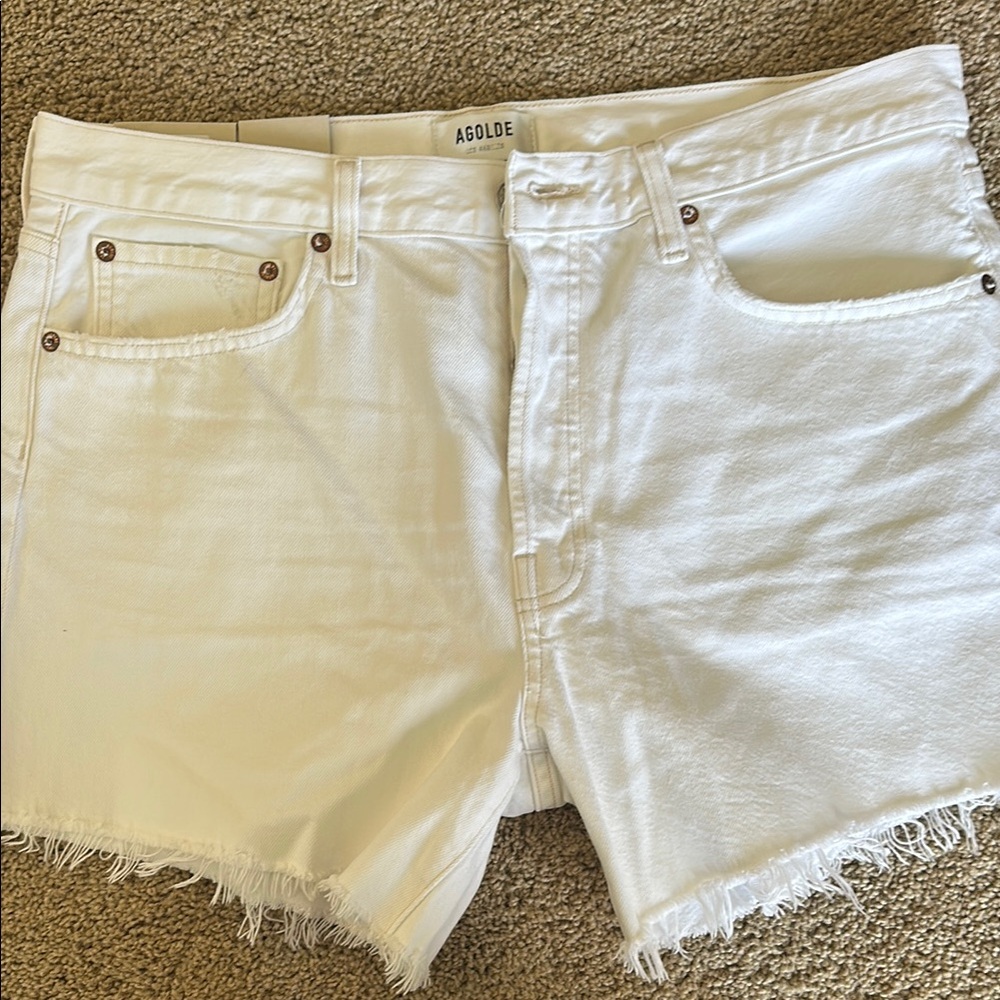 Agolde White Jean Shorts Cut-Off Style